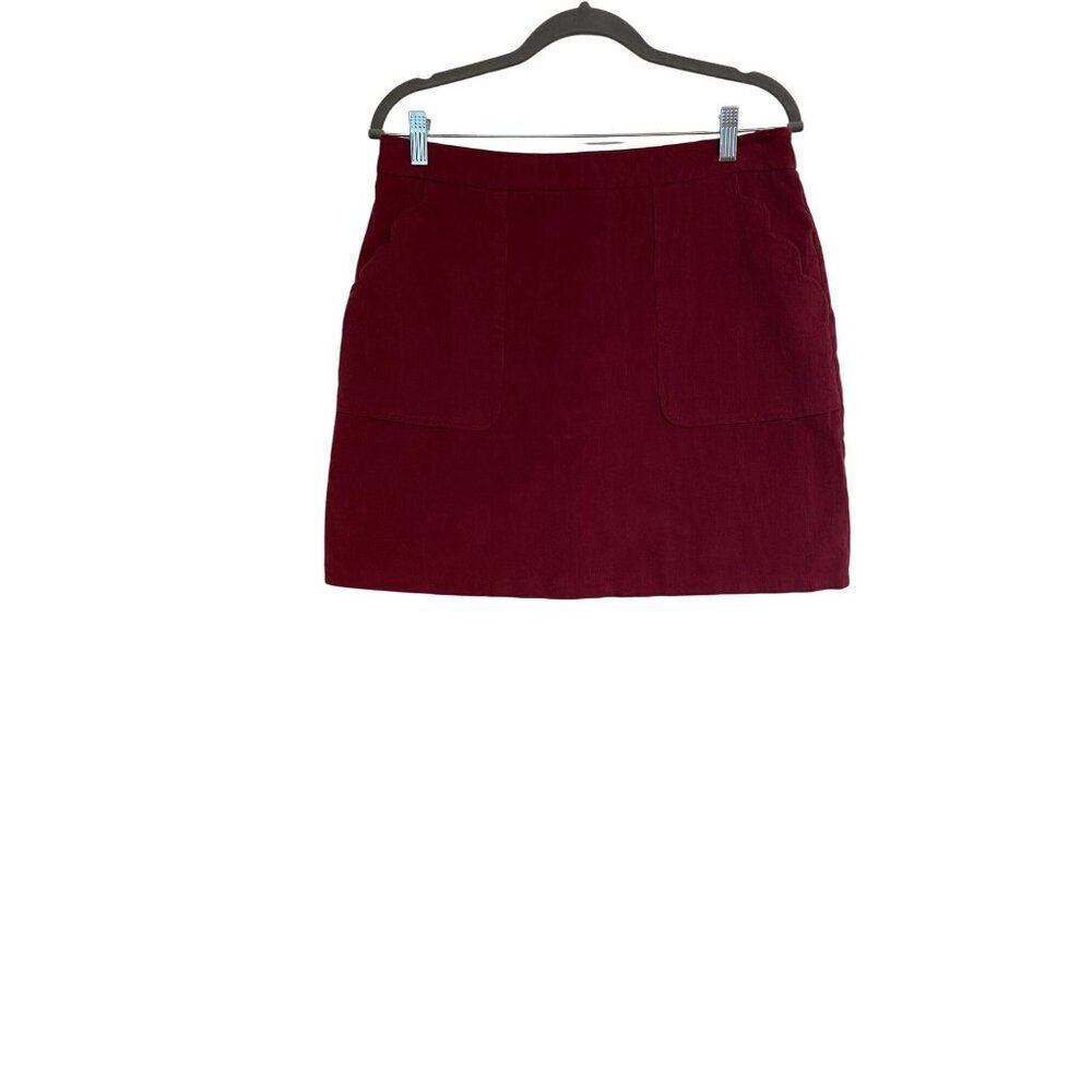 Lauren James Women's L Burgundy Corduroy Mini Skirt Scalloped Detail Y2K Artsy